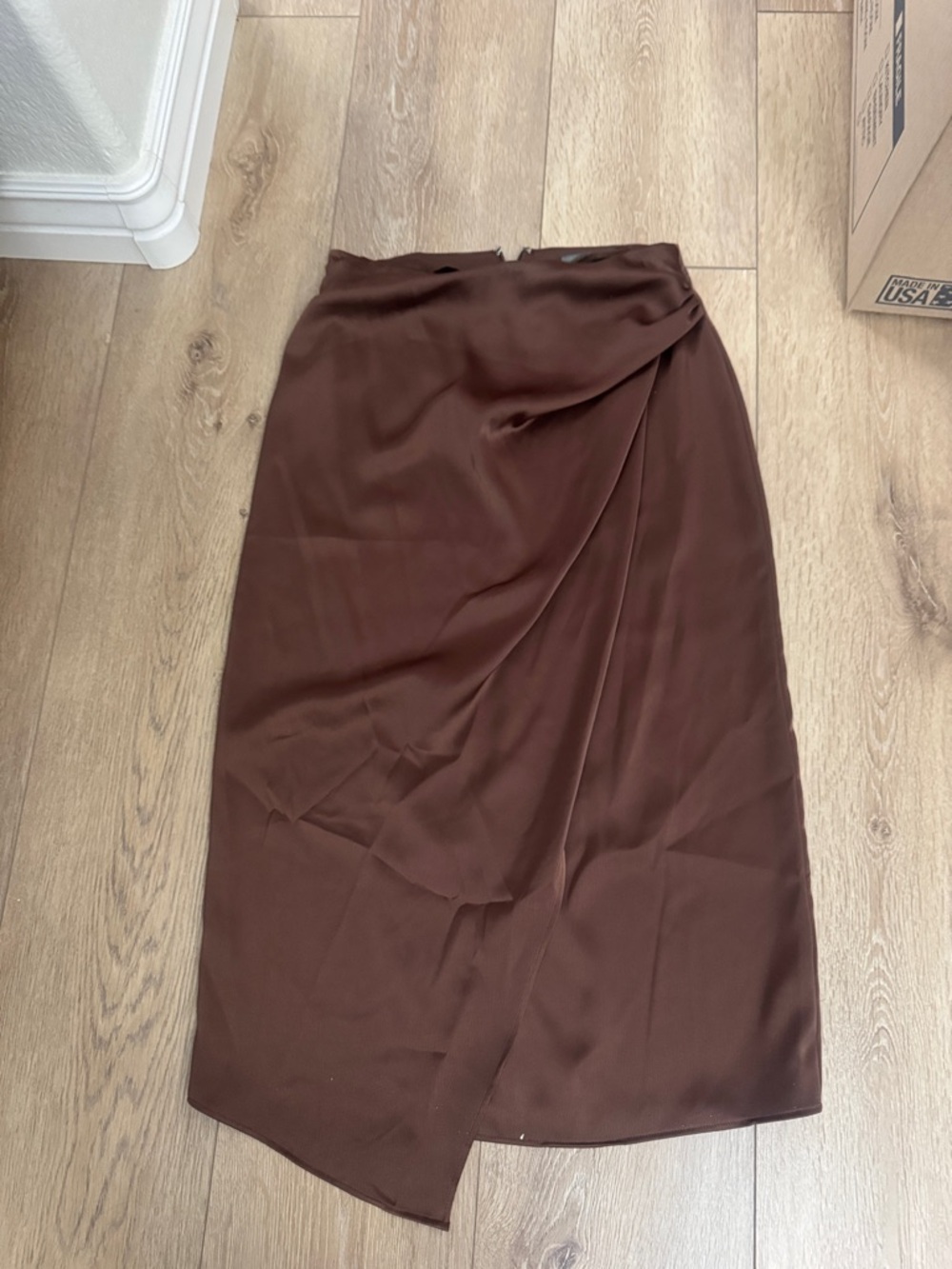 Anthropologie Chocolate Brown Draped Midi Skirt